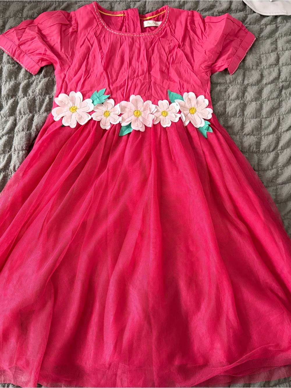 Mini Boden Hot Pink Floral Applique Party Dress